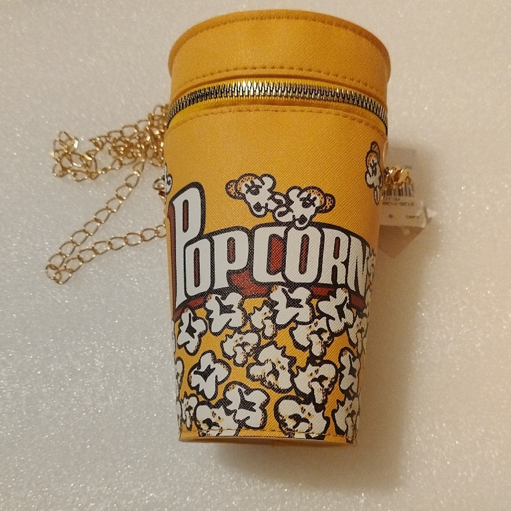 Yellow Popcorn Bag with Gold Chain